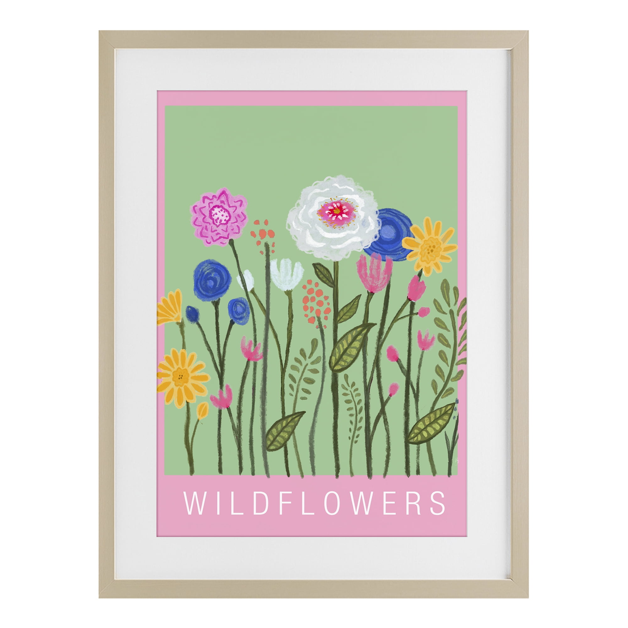 Stupell Industries Wild Flowers with Pink Border Birch Framed Print Under Glass, design by Elizabeth Medley