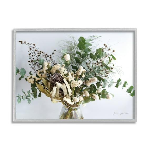 Stupell Industries Wild Foliage Bouquet Forest Plant Arrangement Photography Gray Framed Art Print Wall Art, 24x30, by Elise Catterall