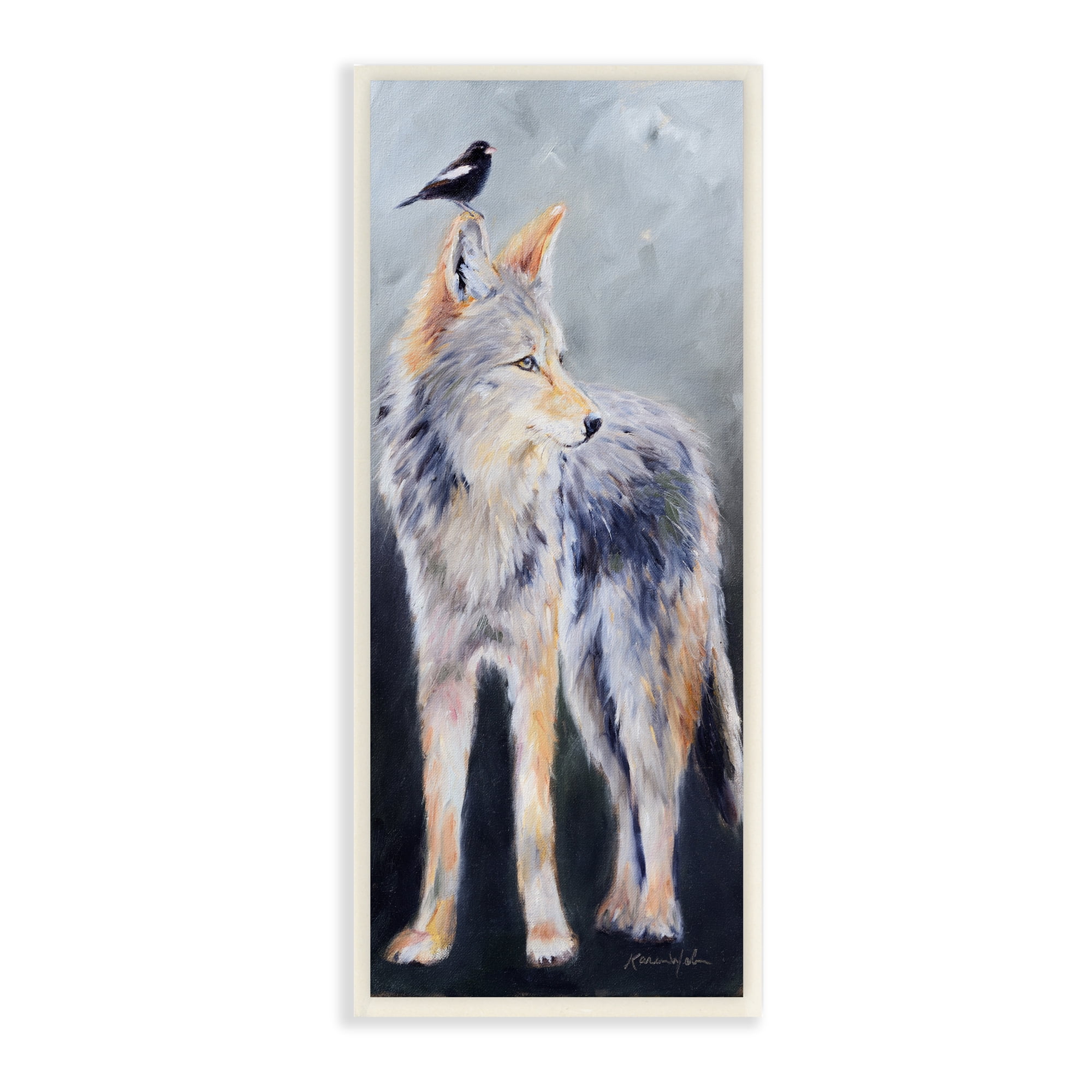 Stupell Industries Wild Forest Coyote and Black Bird Perched Wall Plaque by Karen Weber Fine Art