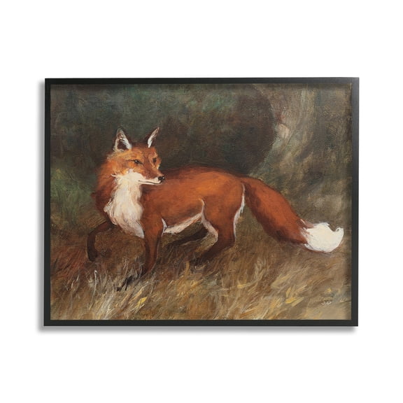 Stupell Industries Wild Fox in Forest Animals & Insects Painting Black Framed Art Print Wall Art, 20 x 16