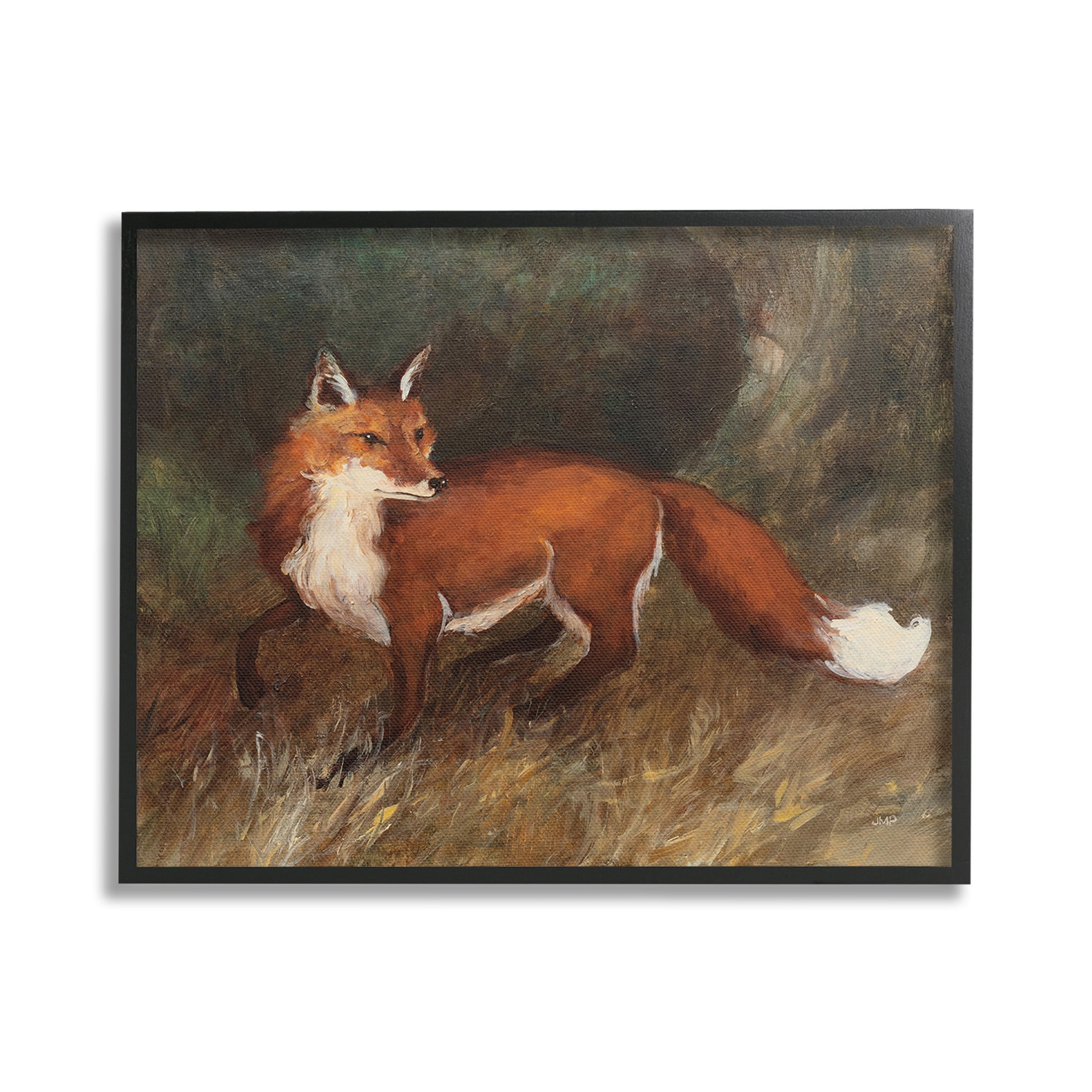 Stupell Industries Wild Fox in Forest Animals & Insects Painting Black Framed Art Print Wall Art, 30 x 24