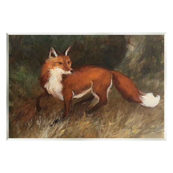 Stupell Industries Wild Fox in Forest Animals & Insects Painting Unframed Art Print Wall Art, 15 x 10