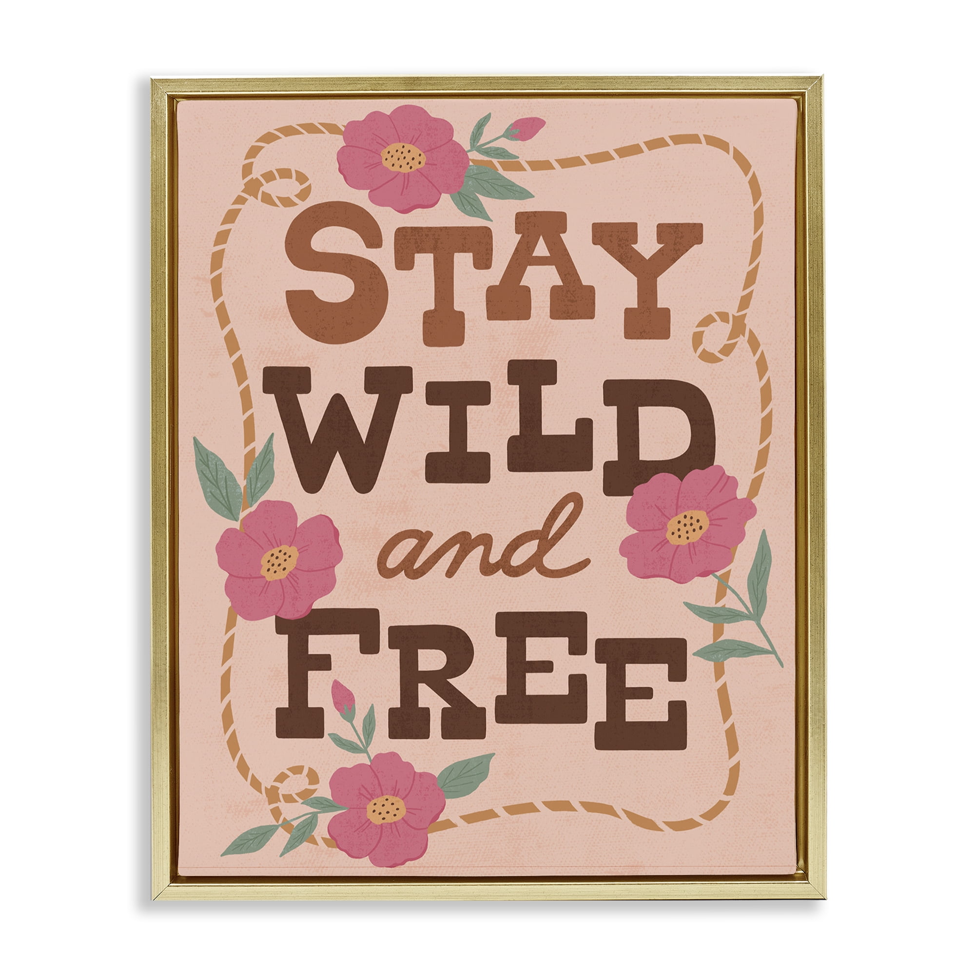 Stupell Industries Wild & Free Boho Girl Gold Framed Floater Canvas Wall Art, design by Nina Seven