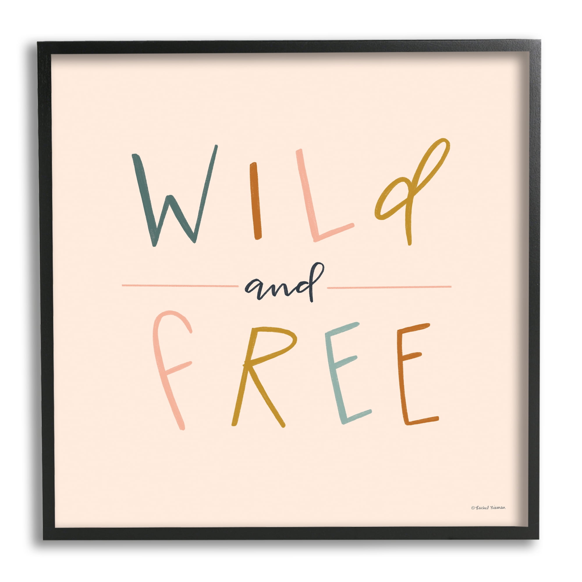 Stupell Industries Wild & Free Boho Inspirational Painting Black Framed Art Print Wall Art, 17 x 17
