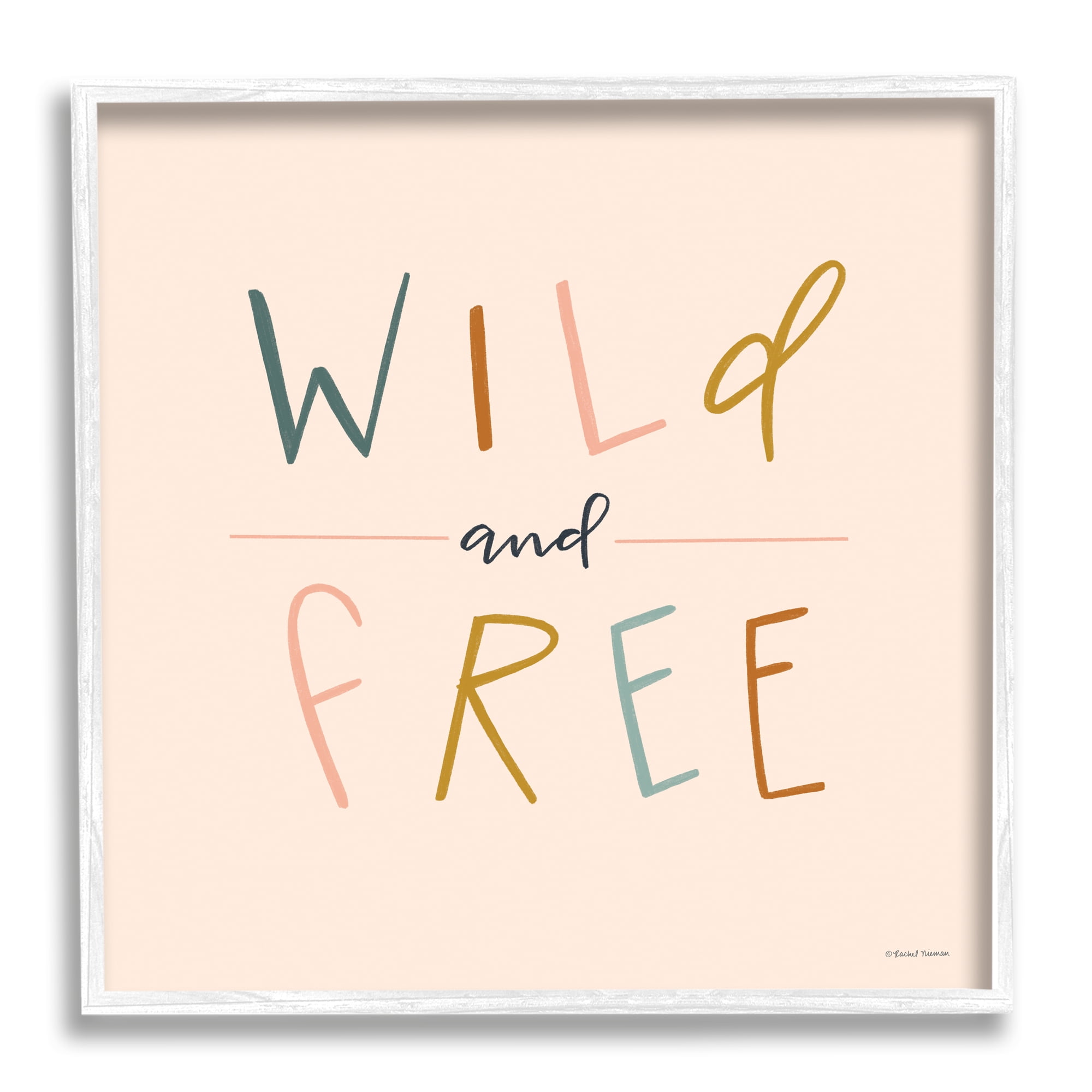 Stupell Industries Wild & Free Boho Inspirational Painting White Framed Art Print Wall Art, 17 x 17