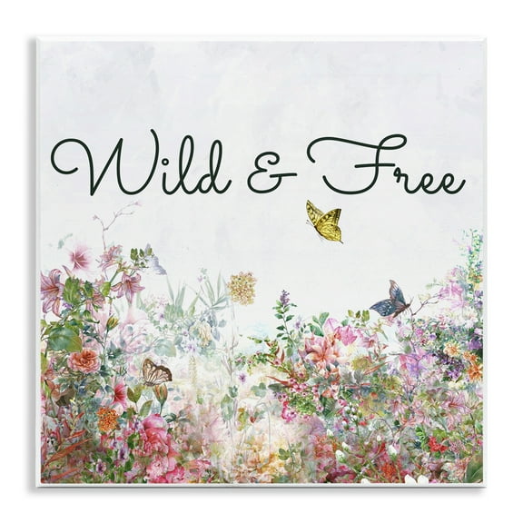 Stupell Industries Wild & Free Butterflies Landscape & Nature Painting Unframed Art Print Wall Art, 12 x 12