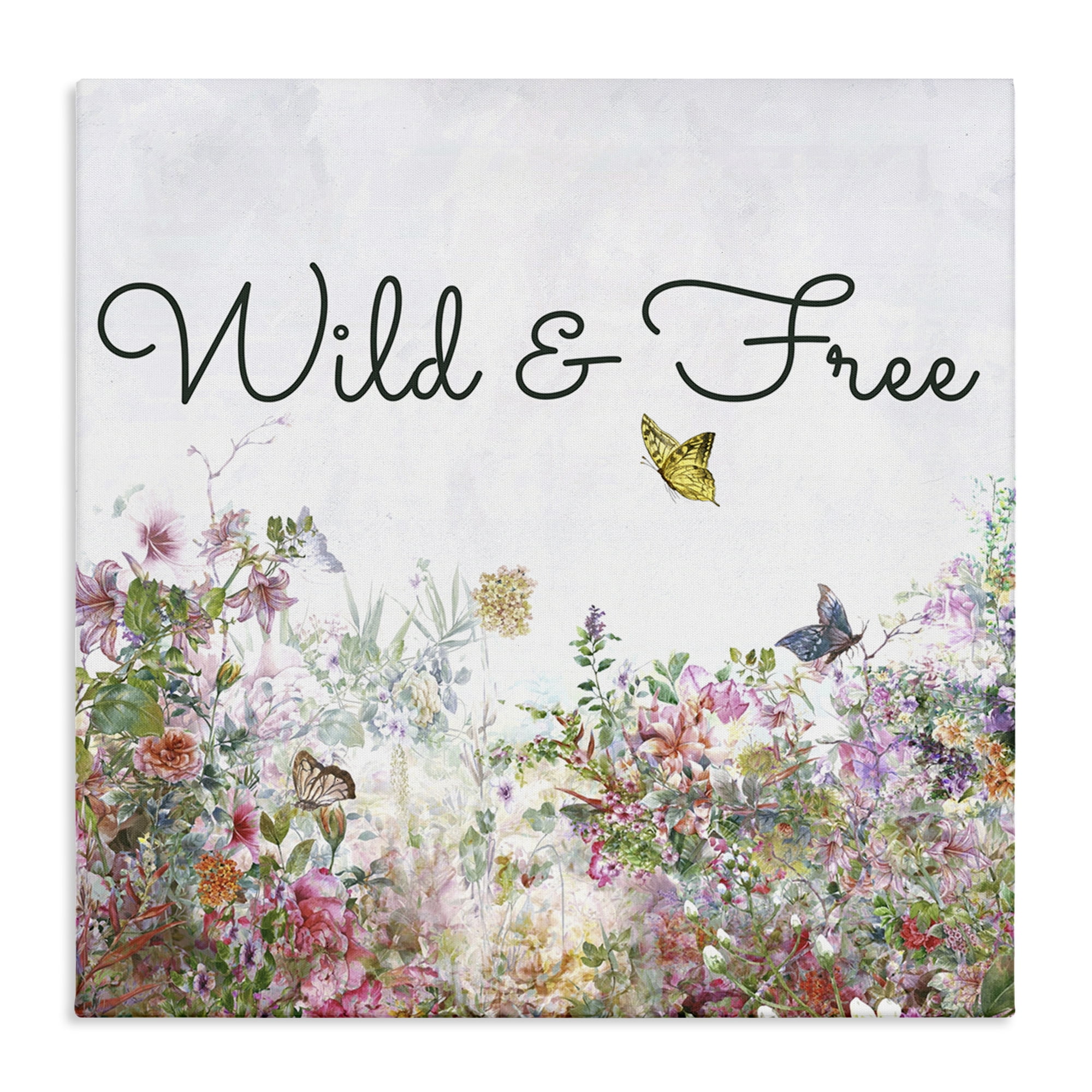 Stupell Industries Wild & Free Butterflies Landscape & Nature Painting Wrapped Canvas Art Print Wall Art, 36 x 36
