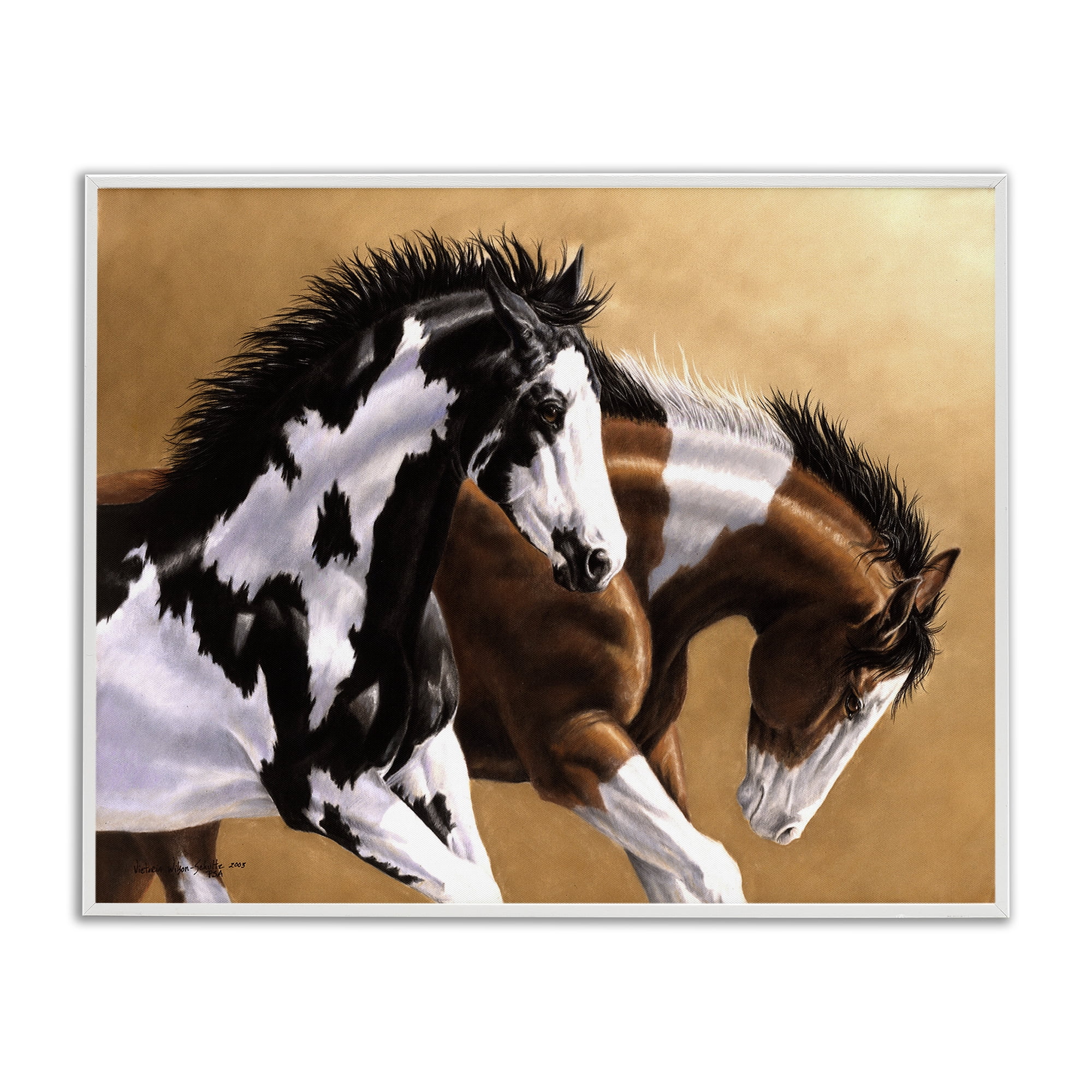 Stupell Industries Wild & Free Mares Animals & Insects Painting White Framed Art Print Wall Art, 14 x 11