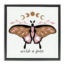 Stupell Industries Wild & Free Moth Animals Painting Black Floater Framed Canvas Art Print Wall Art, 18 x 18