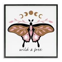 Stupell Industries Wild & Free Moth Animals Painting Black Framed Art Print Wall Art, 12 x 12