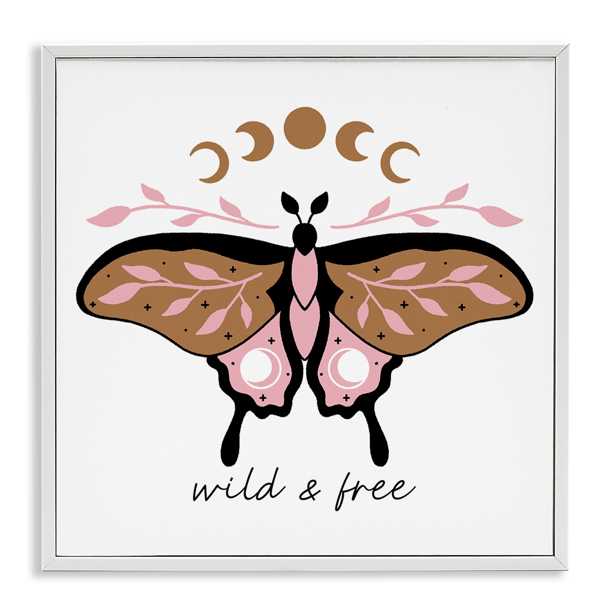 Stupell Industries Wild & Free Moth Animals Painting White Framed Art Print Wall Art, 17 x 17