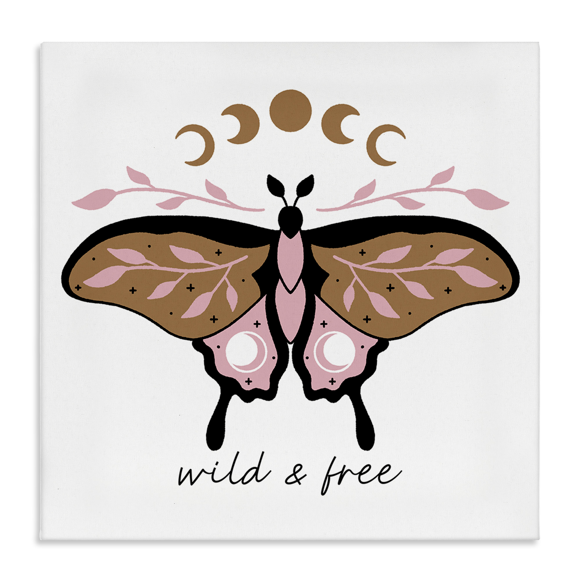 Stupell Industries Wild & Free Moth Animals Painting Wrapped Canvas Art Print Wall Art, 17 x 17