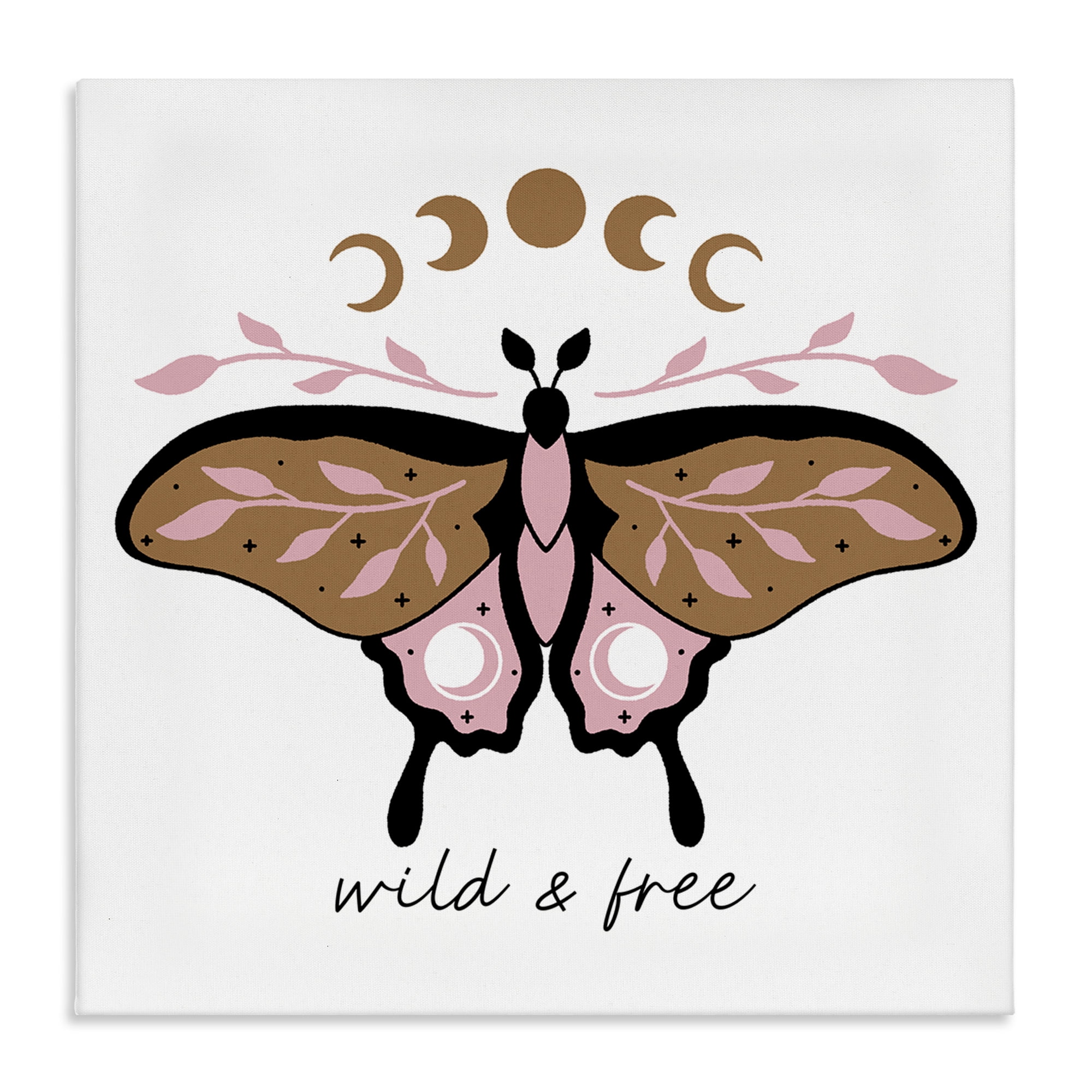 Stupell Industries Wild & Free Moth Animals Painting Wrapped Canvas Art Print Wall Art, 30 x 30