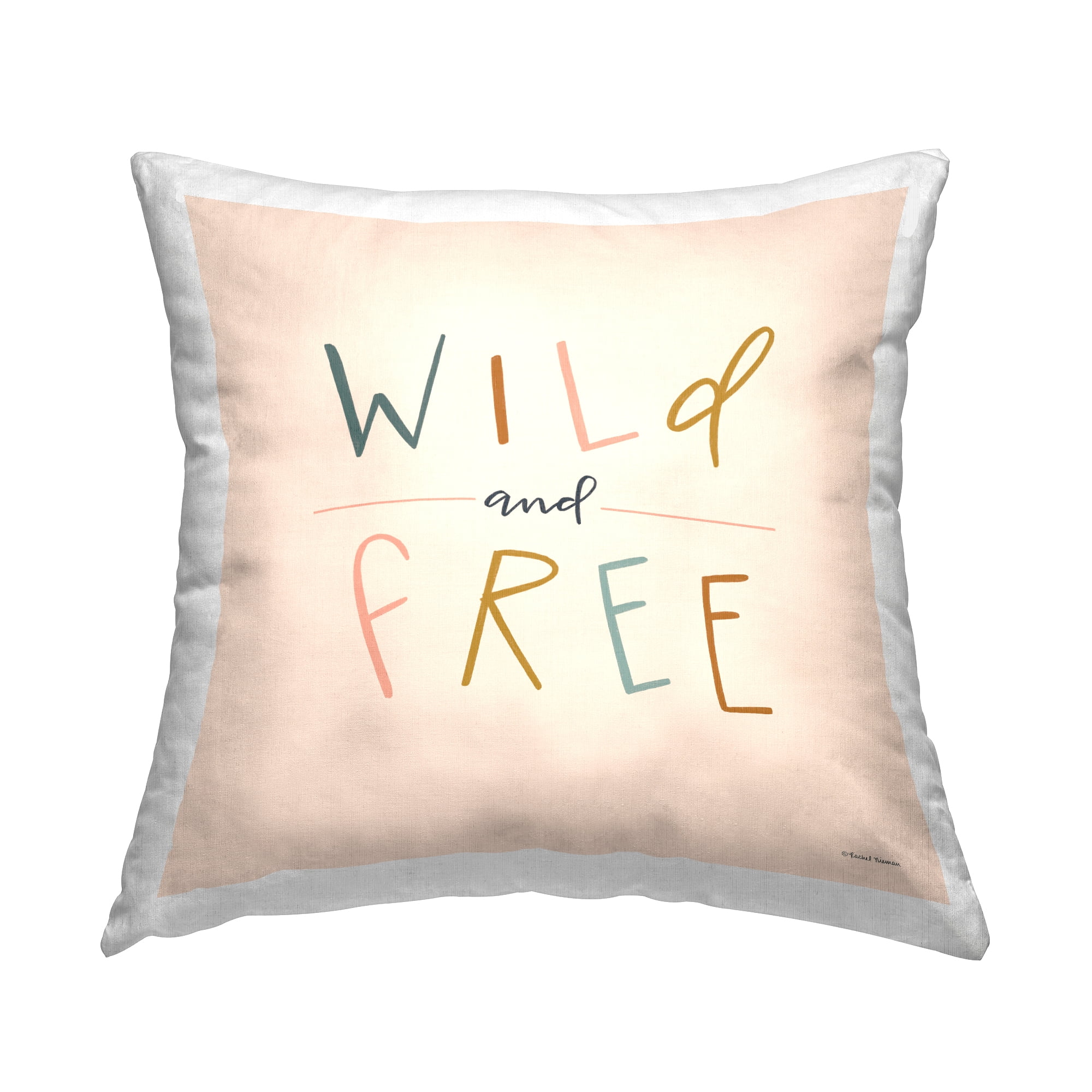 Stupell Industries Wild & Free Phrase Square Decorative Printed Throw Pillow, 18 x 18
