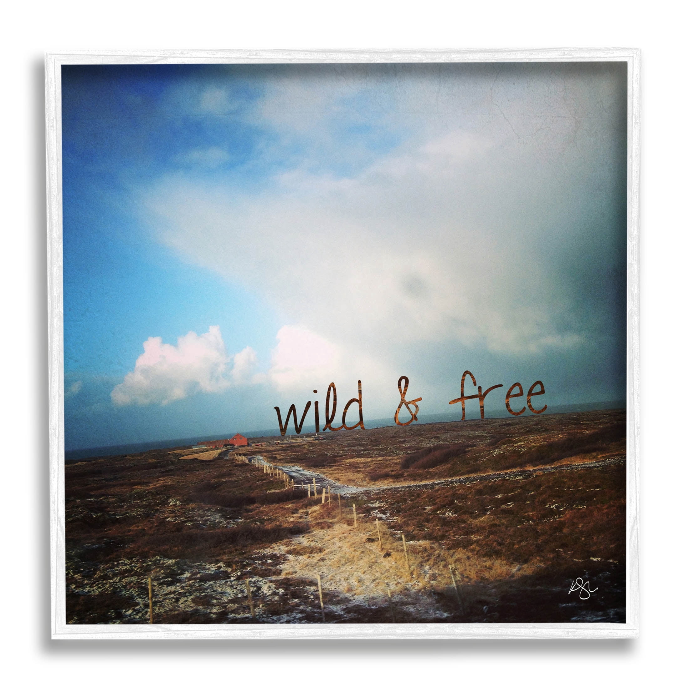 Stupell Industries Wild & Free Rural Landscape Graphic Art White Framed Art Print Wall Art, Design by K. Kaufman