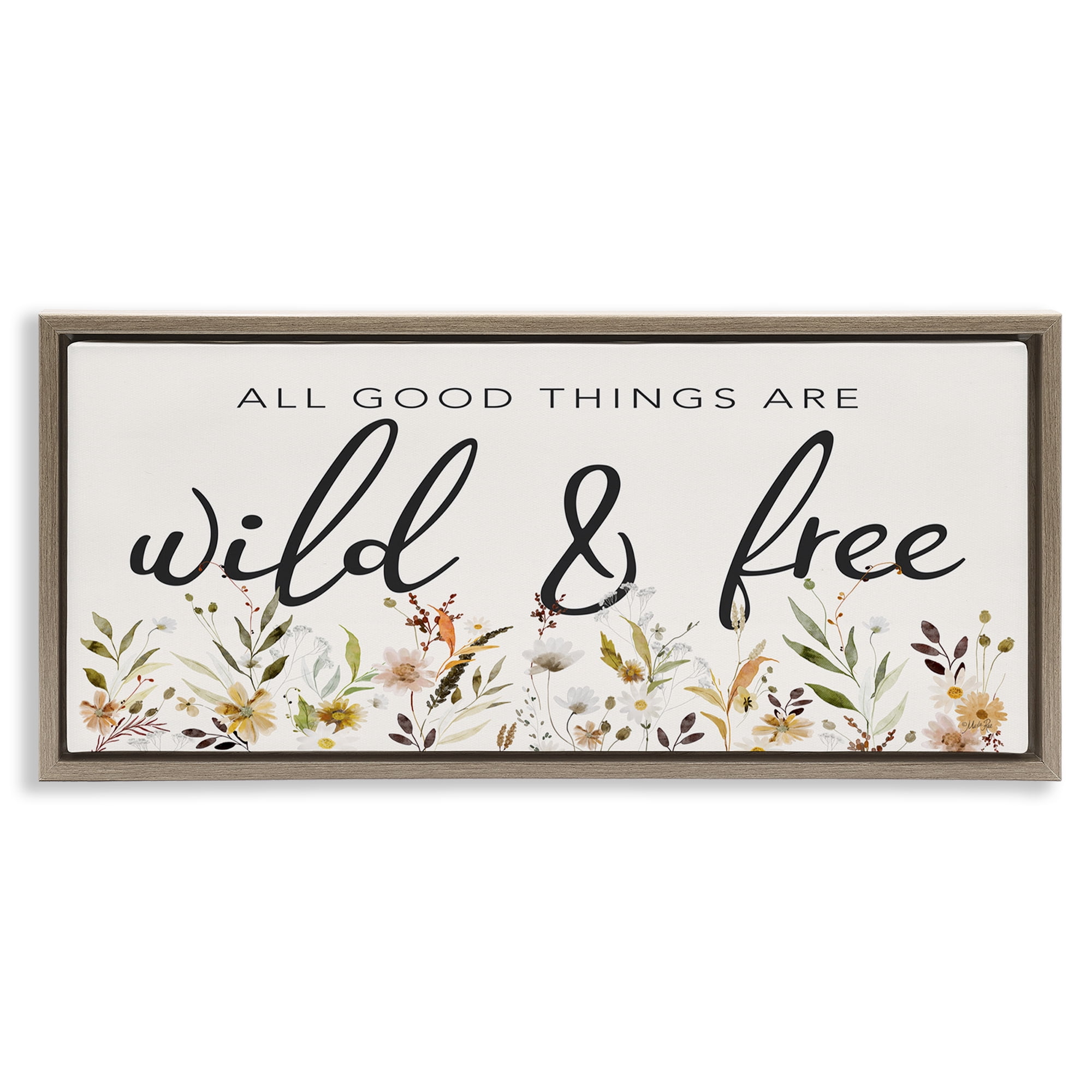 Stupell Industries Wild & Free Sentiment Botanical & Floral Painting Brown Floater Framed Art Print Wall Art, 31 x 14