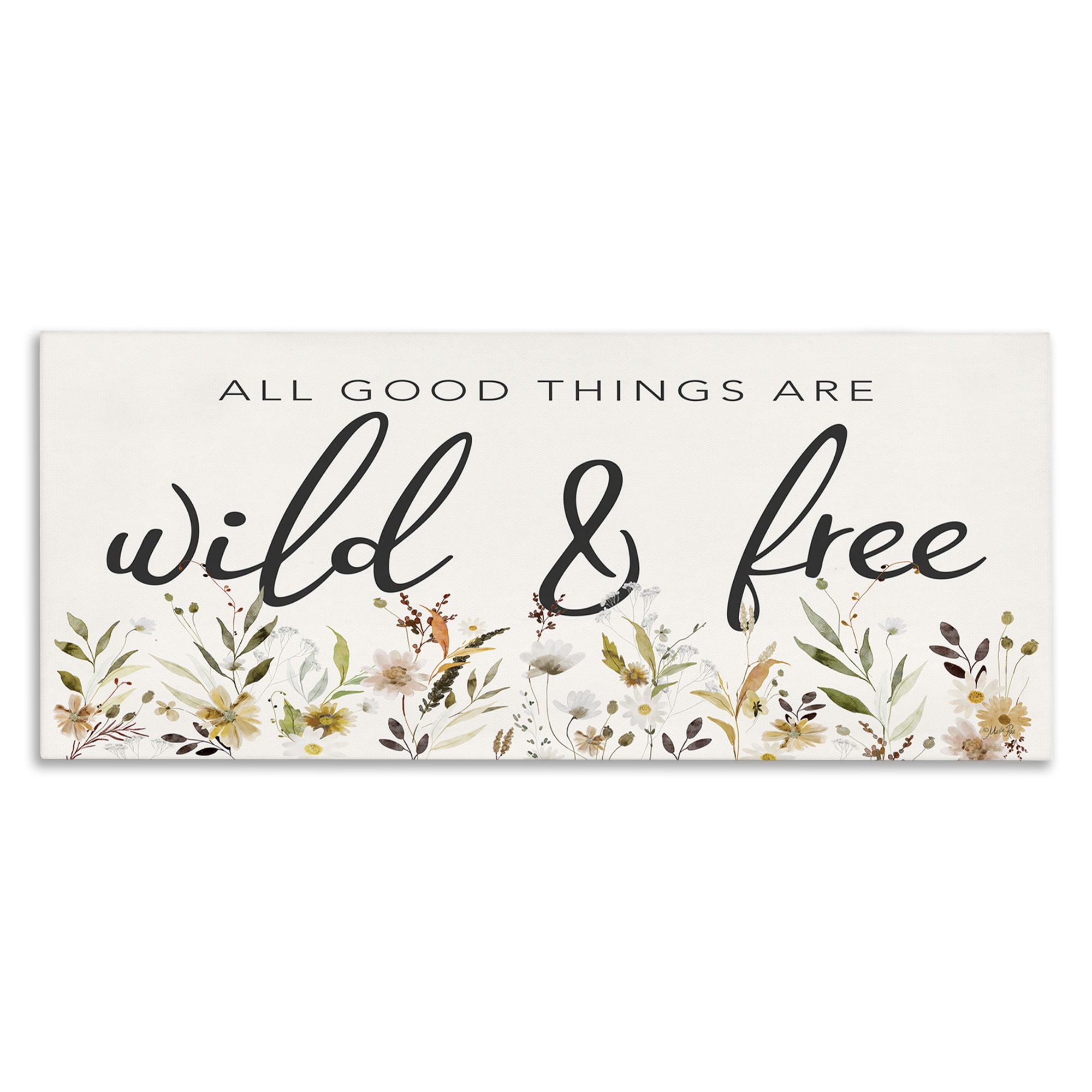 Stupell Industries Wild & Free Sentiment Botanical & Floral Painting Gallery Wrapped Canvas Art Print Wall Art, 40 x 17