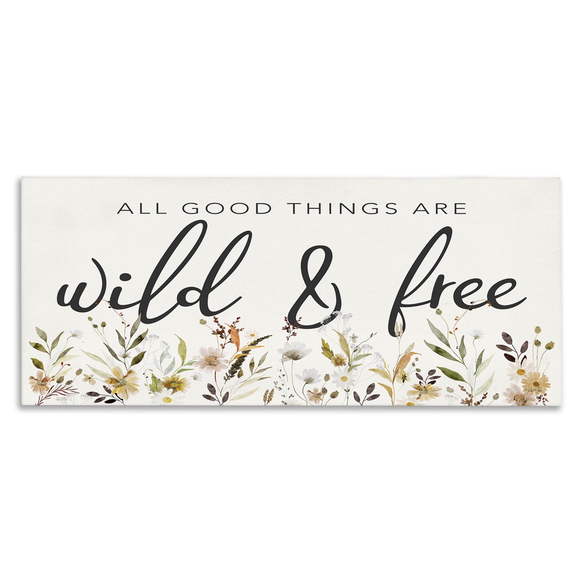 Stupell Industries Wild & Free Sentiment Botanical & Floral Painting Gallery Wrapped Canvas Art Print Wall Art, 48 x 20