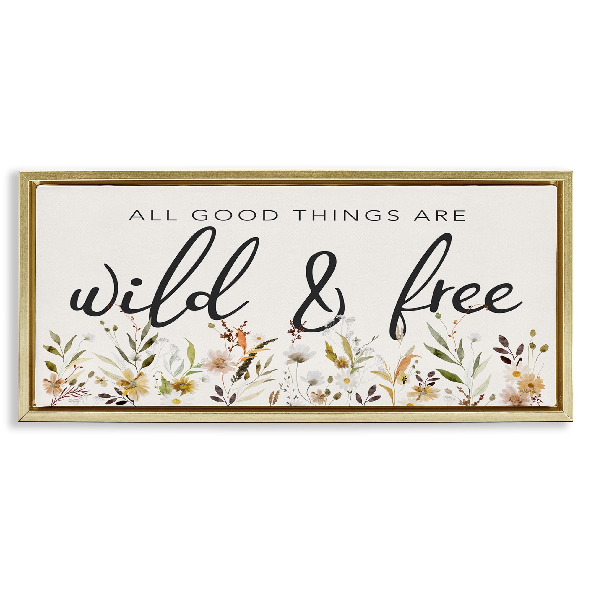 Wild & Free Botanical Gold Framed Wall Art, 25 x 11