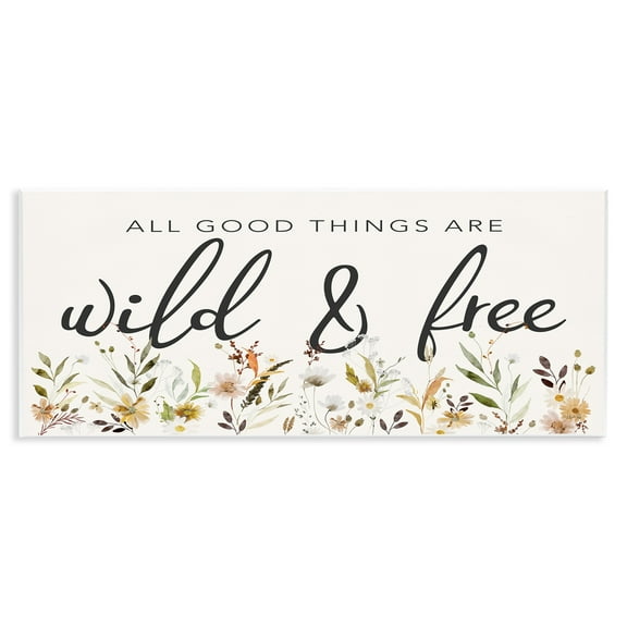 Stupell Industries Wild & Free Sentiment Botanical & Floral Painting Unframed Art Print Wall Art, 17 x 7