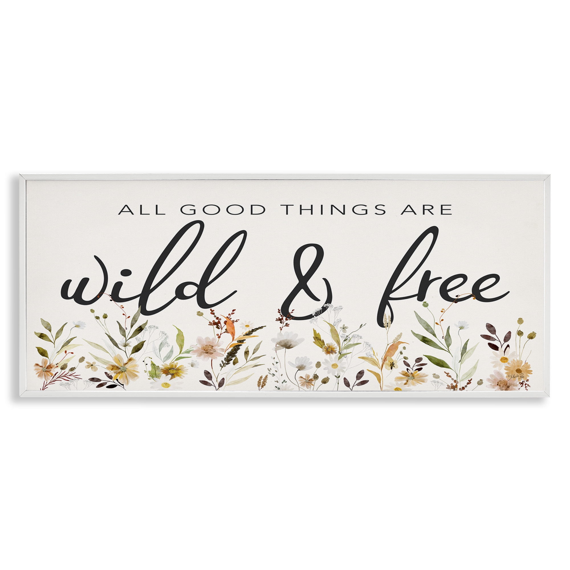 Stupell Industries Wild & Free Sentiment Botanical & Floral Painting White Framed Art Print Wall Art, 24 x 10