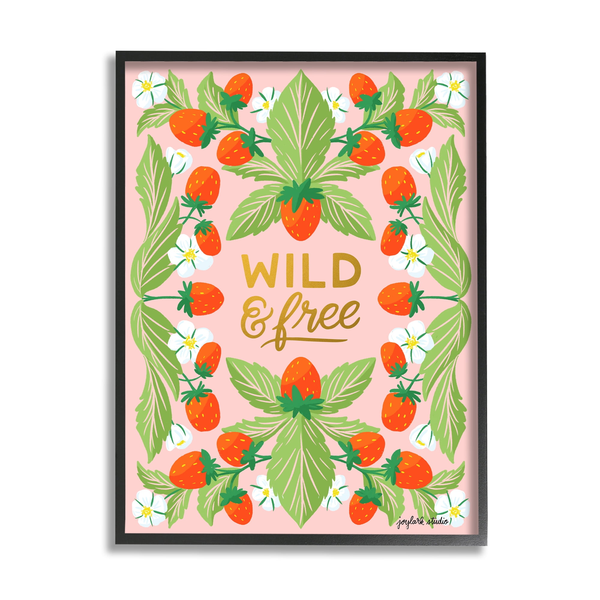 Stupell Industries Wild & Free Strawberries Food & Beverage Painting Black Framed Art Print Wall Art, 11 x 14