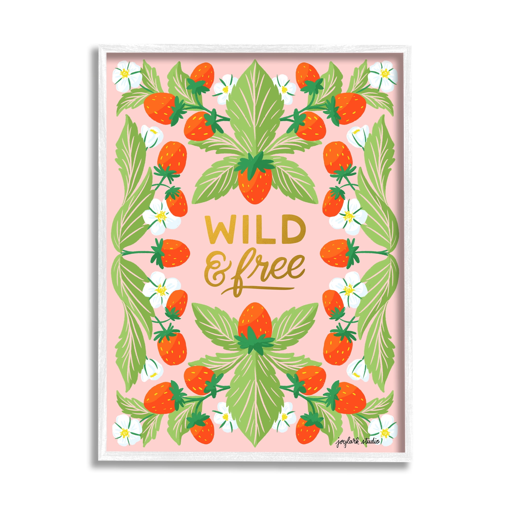 Stupell Industries Wild & Free Strawberries Food & Beverage Painting White Framed Art Print Wall Art, 11 x 14