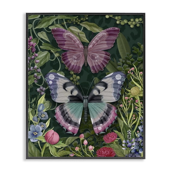 Stupell Industries Eclectic Wild Garden Flowers & Butterflies Black Framed Giclee Art, 24 x 30, by Nicole Tamarin