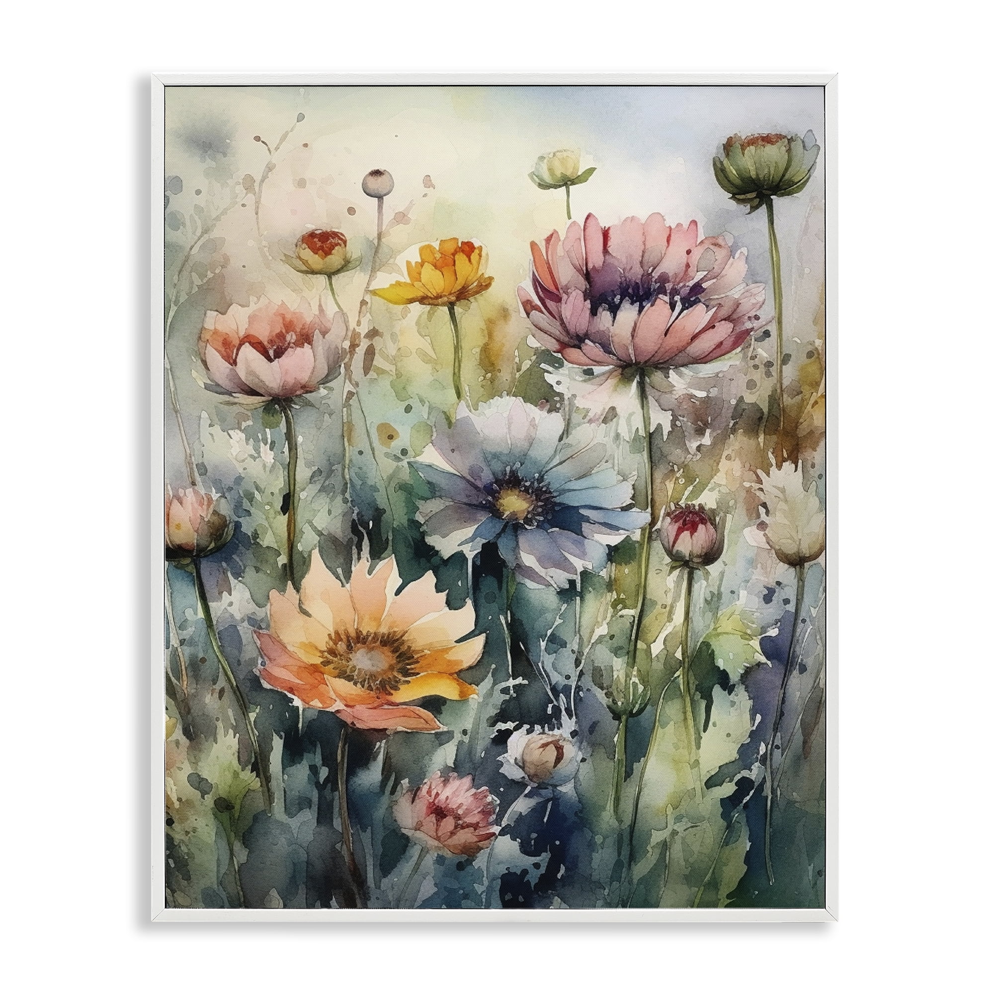 Stupell Industries Wild Gerbera Daisies Plants & Flowers Painting White Framed Art Print Wall Art, 11 x 14
