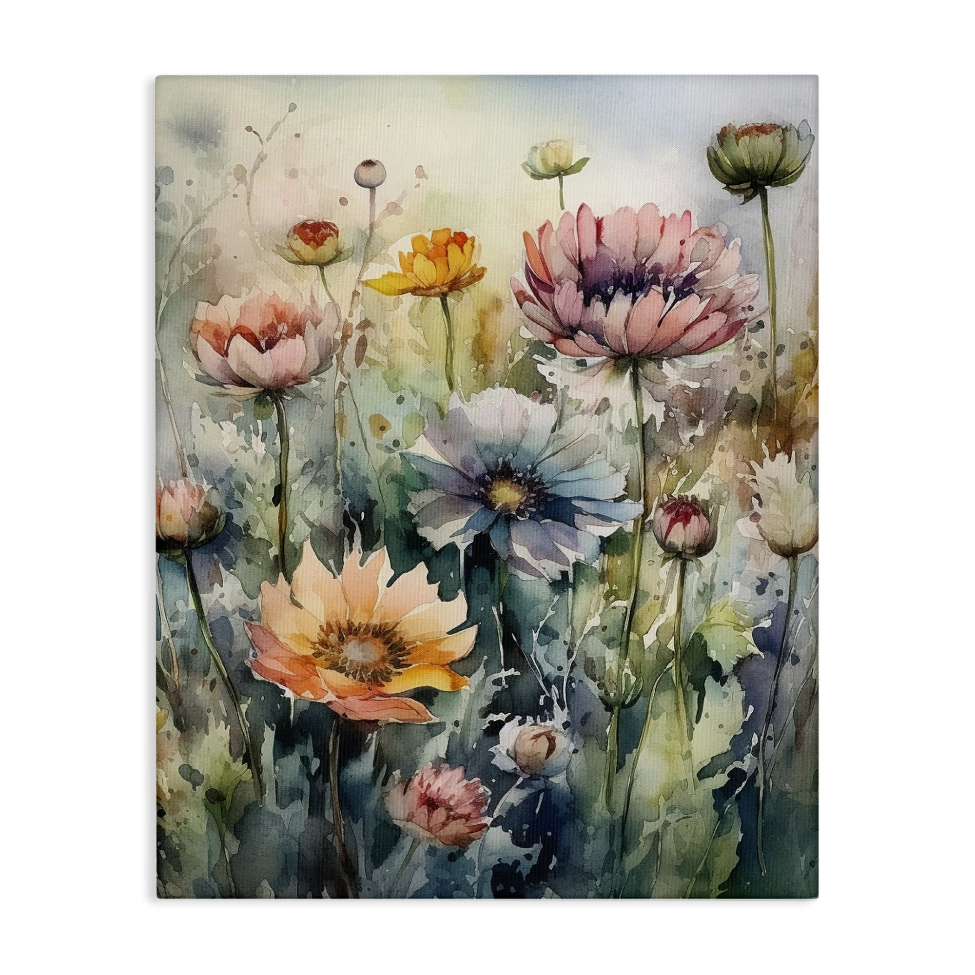 Stupell Industries Wild Gerbera Daisies Plants & Flowers Painting Wrapped Canvas Art Print Wall Art, 24 x 30