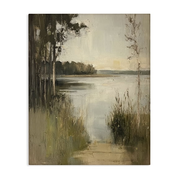 Stupell Industries Wild Grasses by Lakeside Landscape & Nature Painting Wrapped Canvas Canvas Art Print Wall Art, 24 x 30