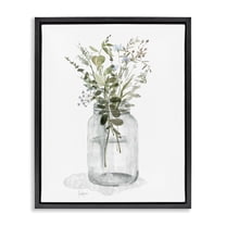 Stupell Industries Wild Herbs in Jar Floral Painting Black Floater Framed Canvas Art Print Wall Art, 17 x 21