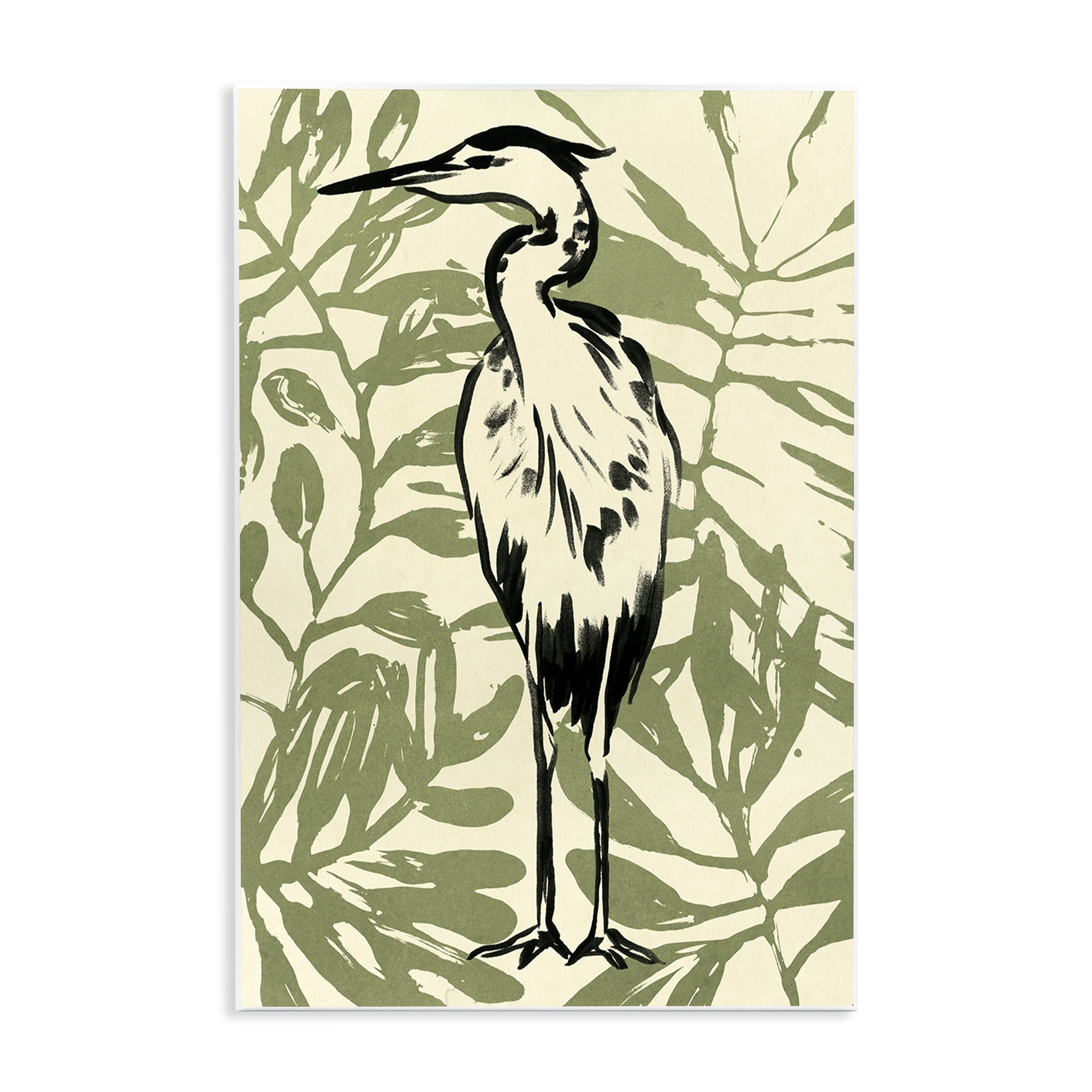Stupell Industries Wild Heron & Leaves Animals & Insects Painting Unframed Art Print Wall Art, 10 x 15