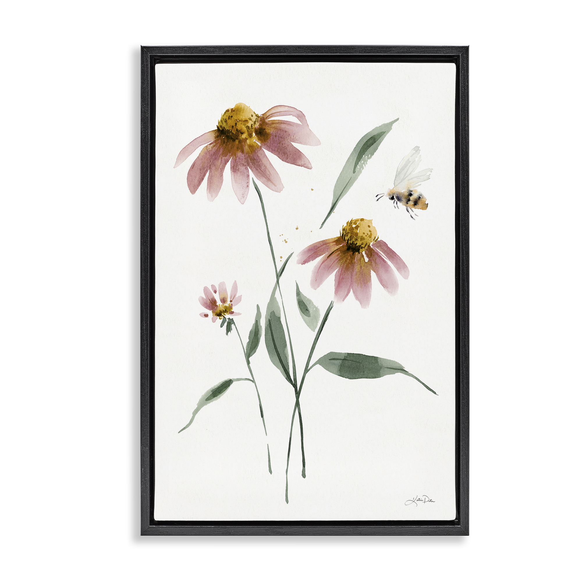 Stupell Industries Wild Honeybloom Florals Botanical & Floral Painting Black Floater Framed Art Print Wall Art, 21 x 31
