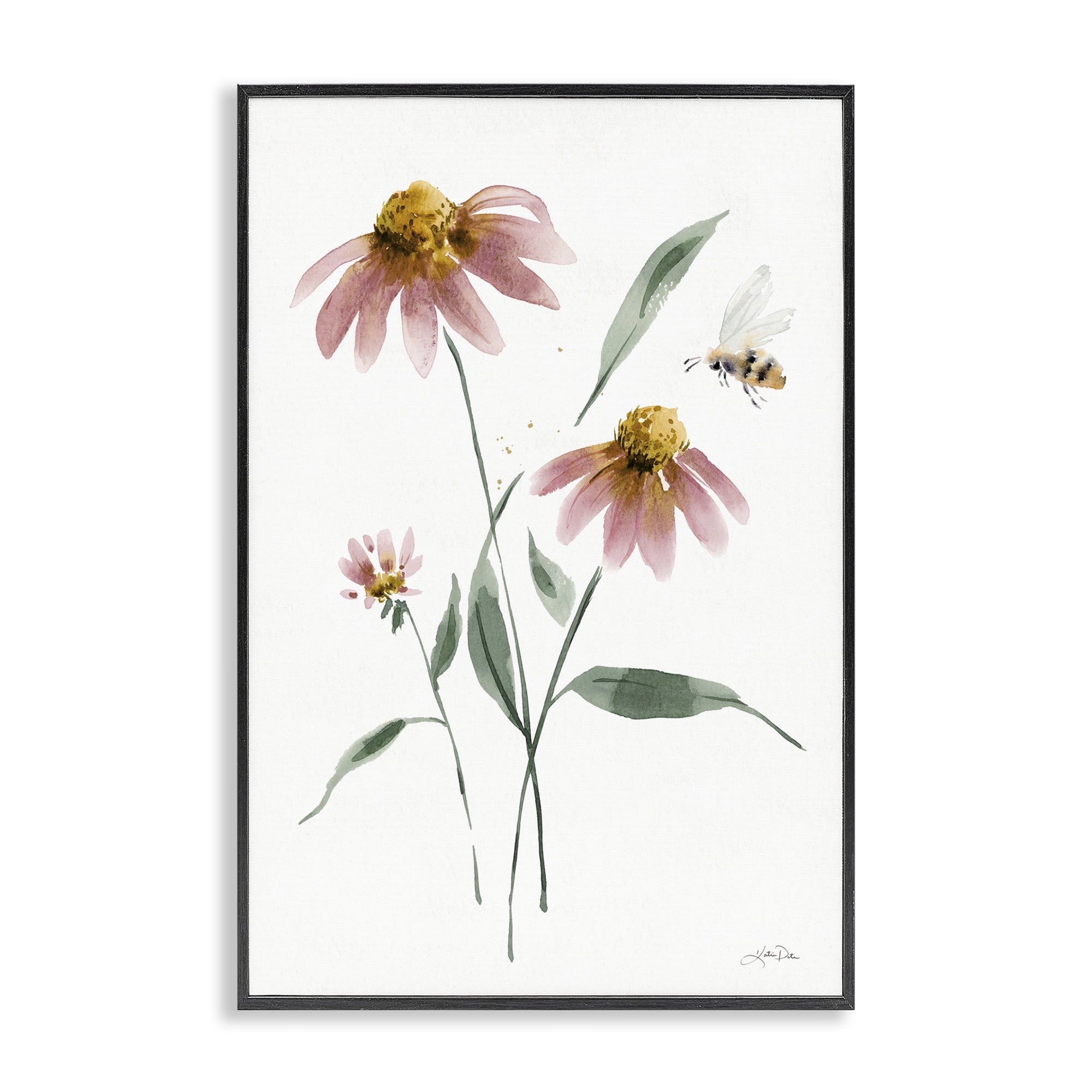 Stupell Industries Wild Honeybloom Florals Botanical & Floral Painting Black Framed Art Print Wall Art, 16 x 24