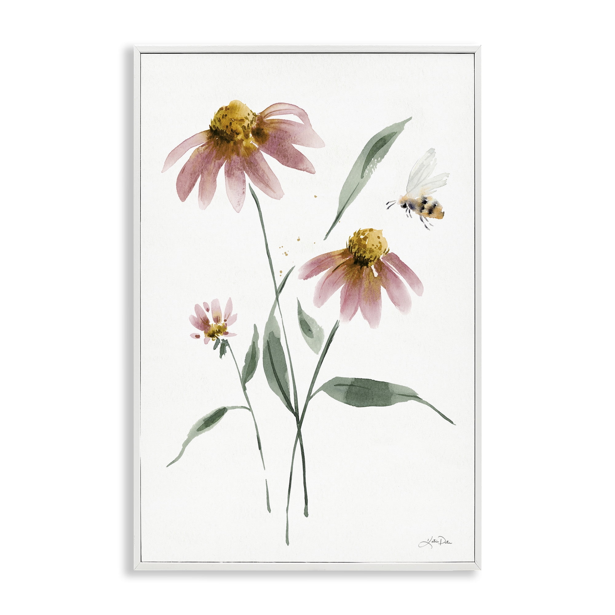 Stupell Industries Wild Honeybloom Florals Botanical & Floral Painting White Framed Art Print Wall Art, 20 x 30
