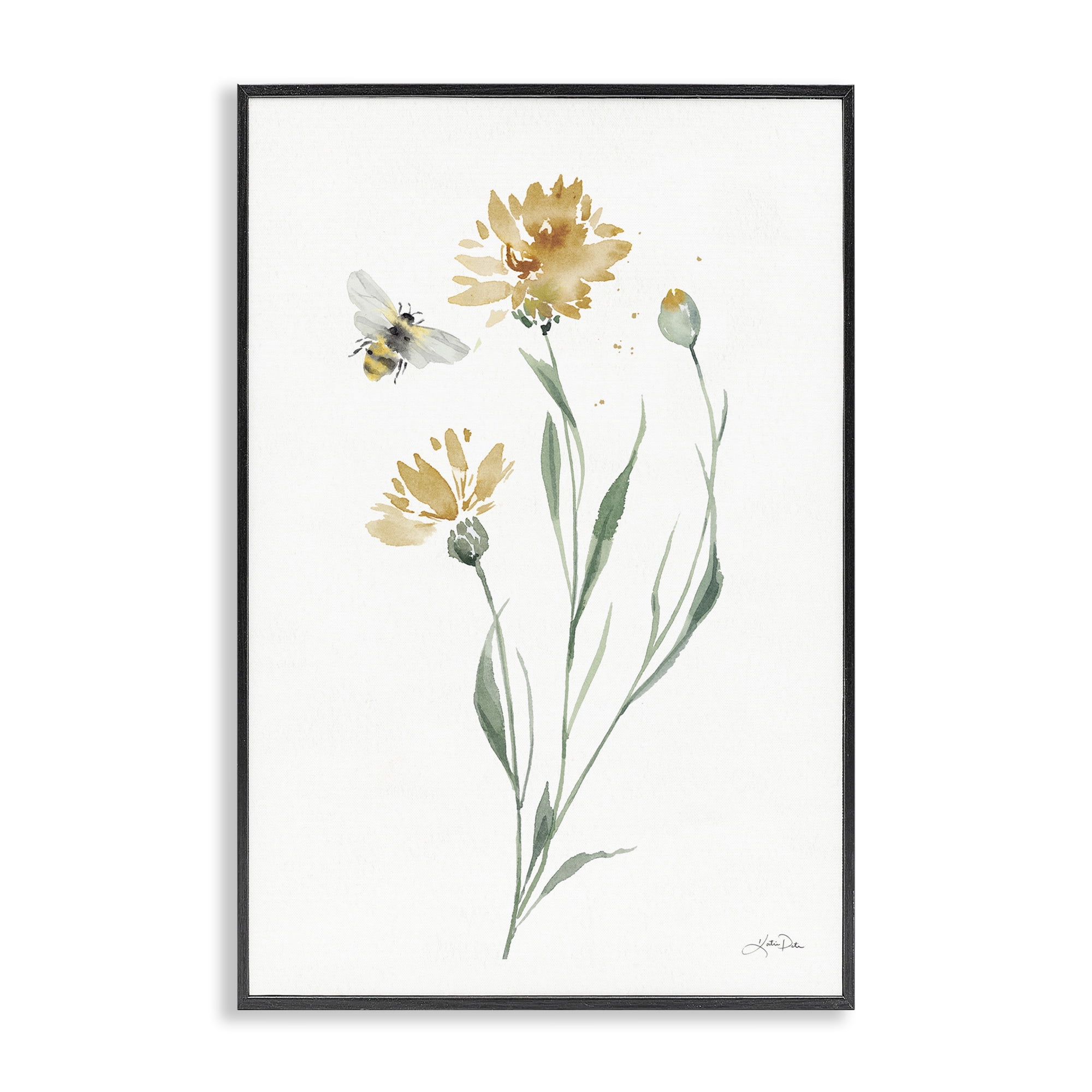 Stupell Industries Wild Honeybloom Flowers Botanical & Floral Painting Black Framed Art Print Wall Art, 20 x 30
