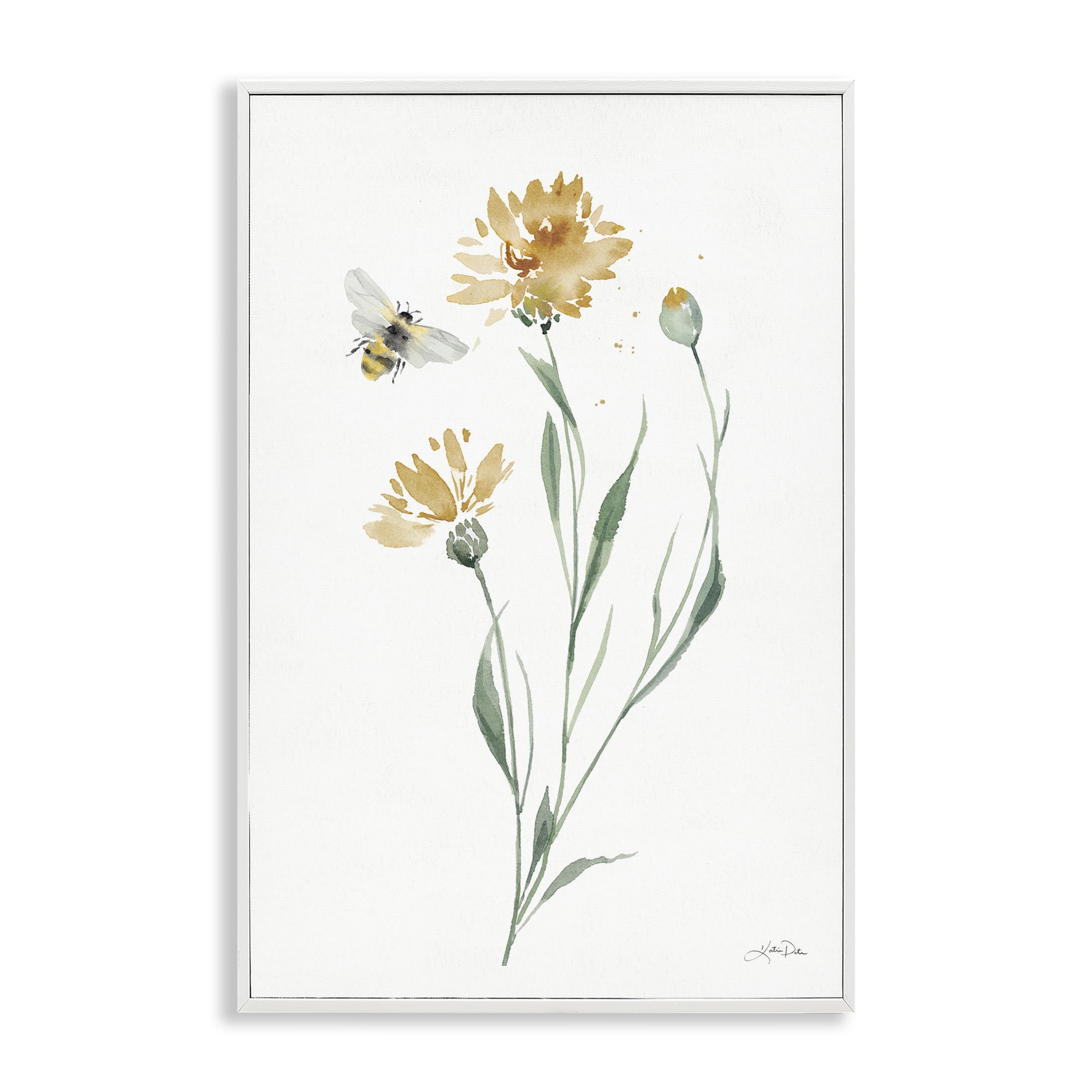 Stupell Industries Wild Honeybloom Flowers Botanical & Floral Painting White Framed Art Print Wall Art, 16 x 24