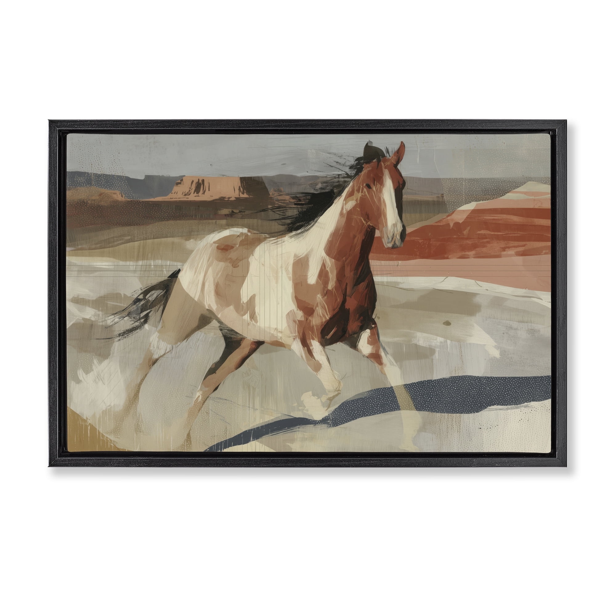 Stupell Industries Wild Horse Across Plains Black Framed Floater Canvas Wall Art, design by Chromatic Storm Studio
