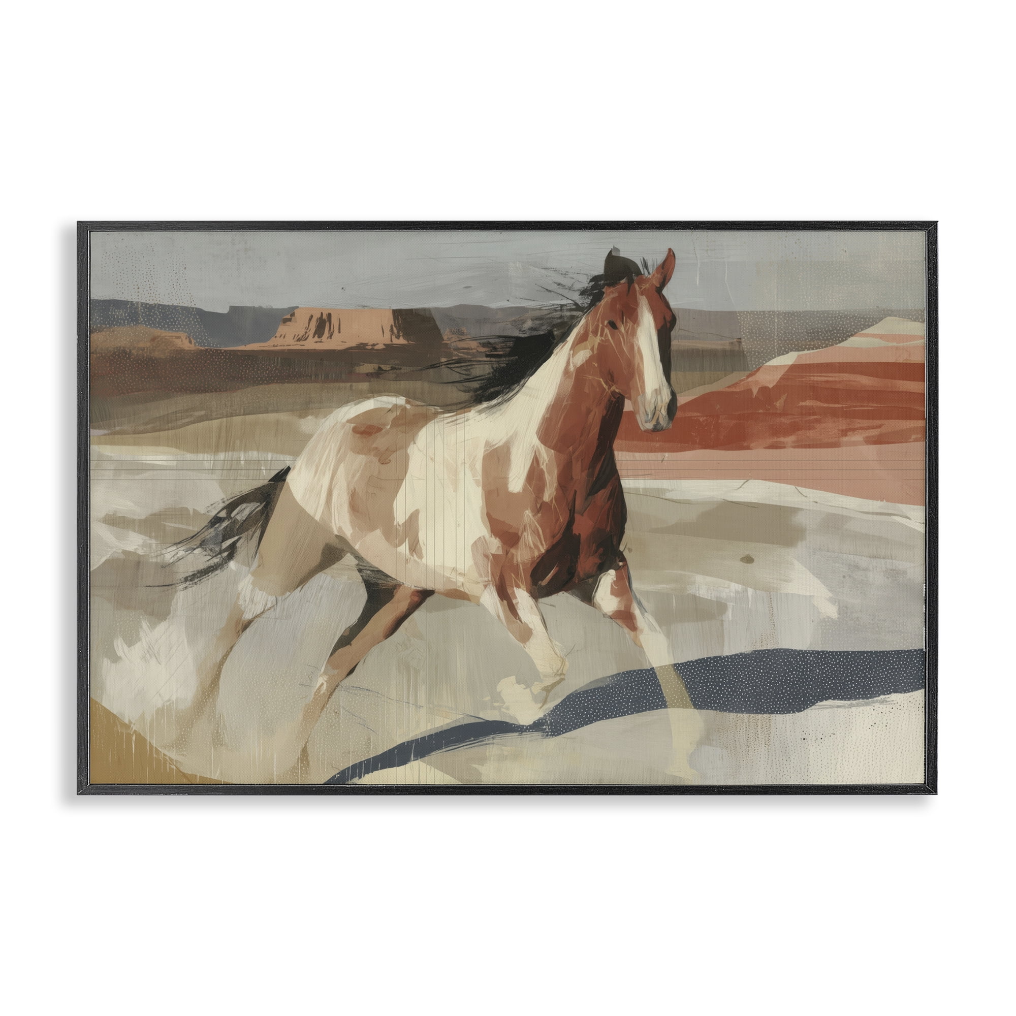 Stupell Industries Wild Horse Across Plains Black Framed Giclee Art, design by Chromatic Storm Studio