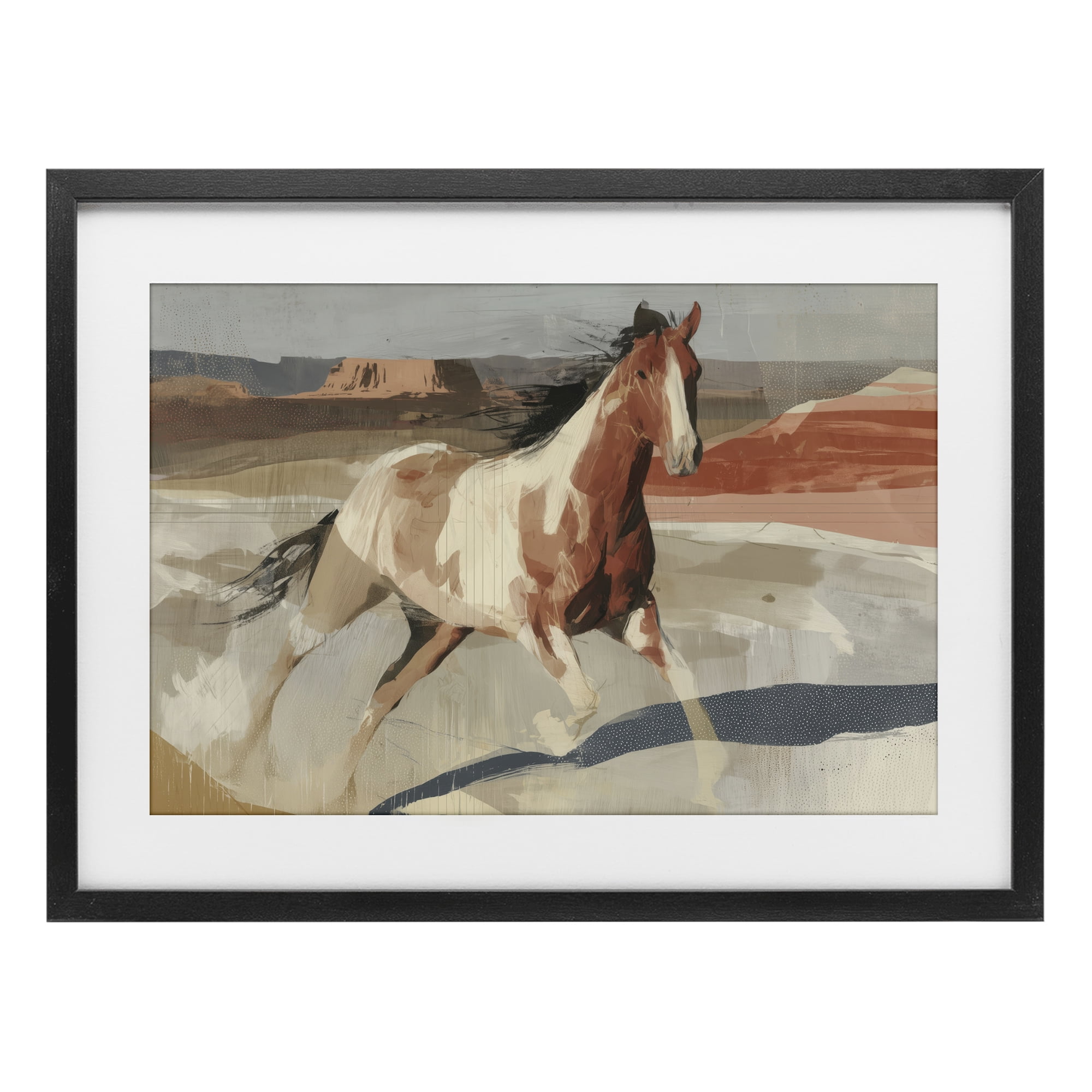 Stupell Industries Wild Horse Across Plains Black Framed Print Under Glass, design by Chromatic Storm Studio