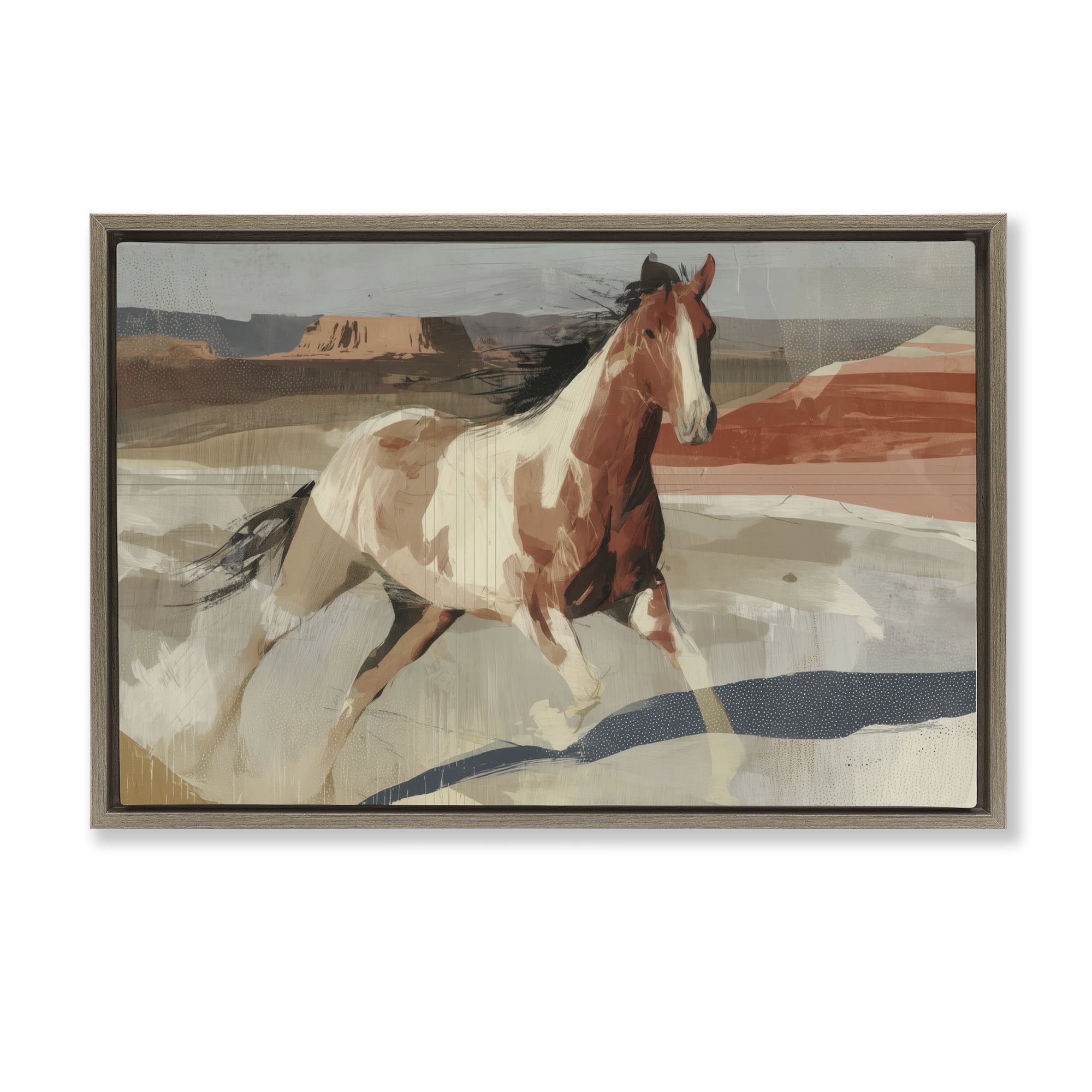 Stupell Industries Wild Horse Across Plains Brown Framed Floater Canvas Wall Art, design by Chromatic Storm Studio