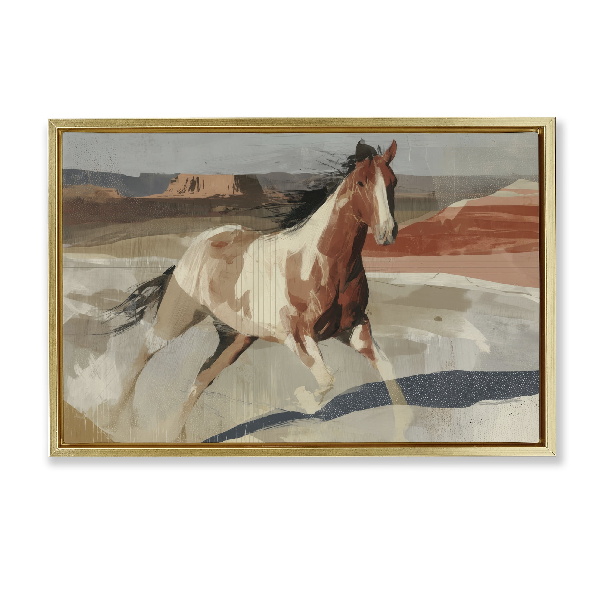 Stupell Industries Wild Horse Across Plains Gold Framed Floater Canvas Wall Art, design by Chromatic Storm Studio