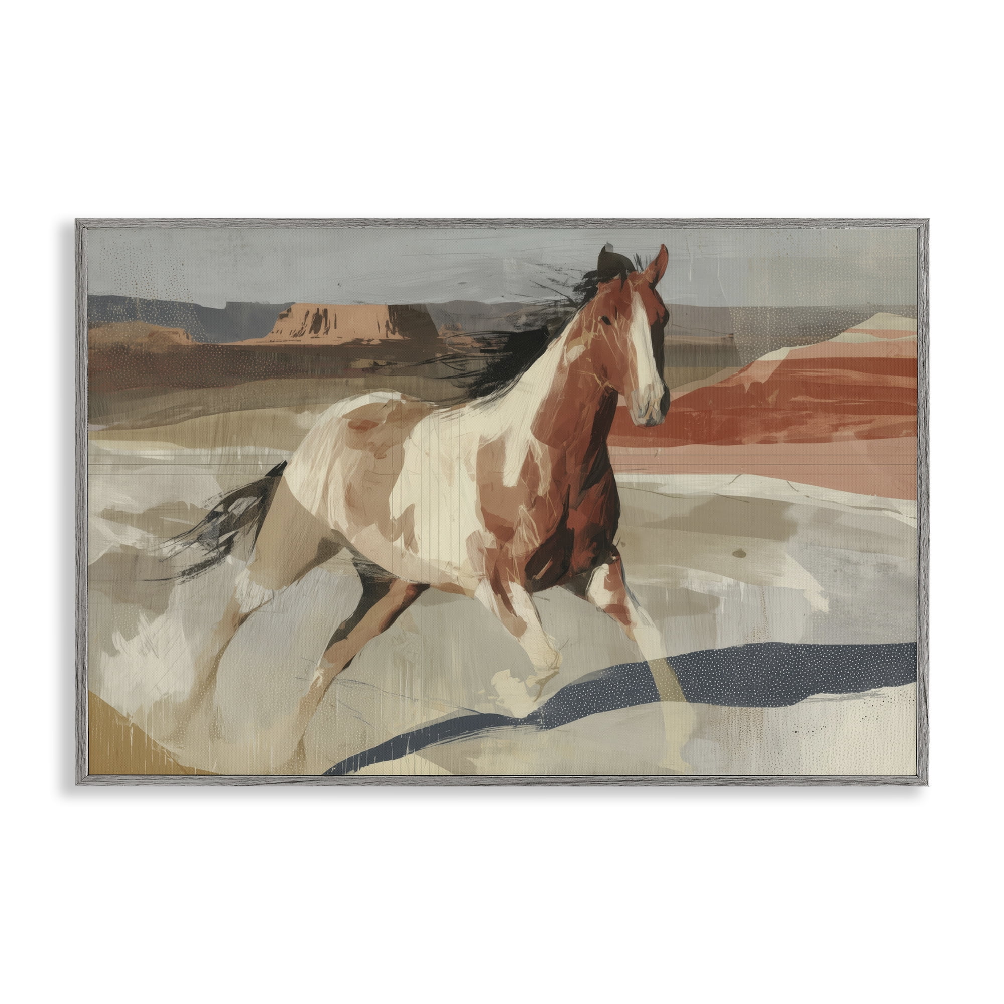 Stupell Industries Wild Horse Across Plains Gray Framed Giclee Art, design by Chromatic Storm Studio