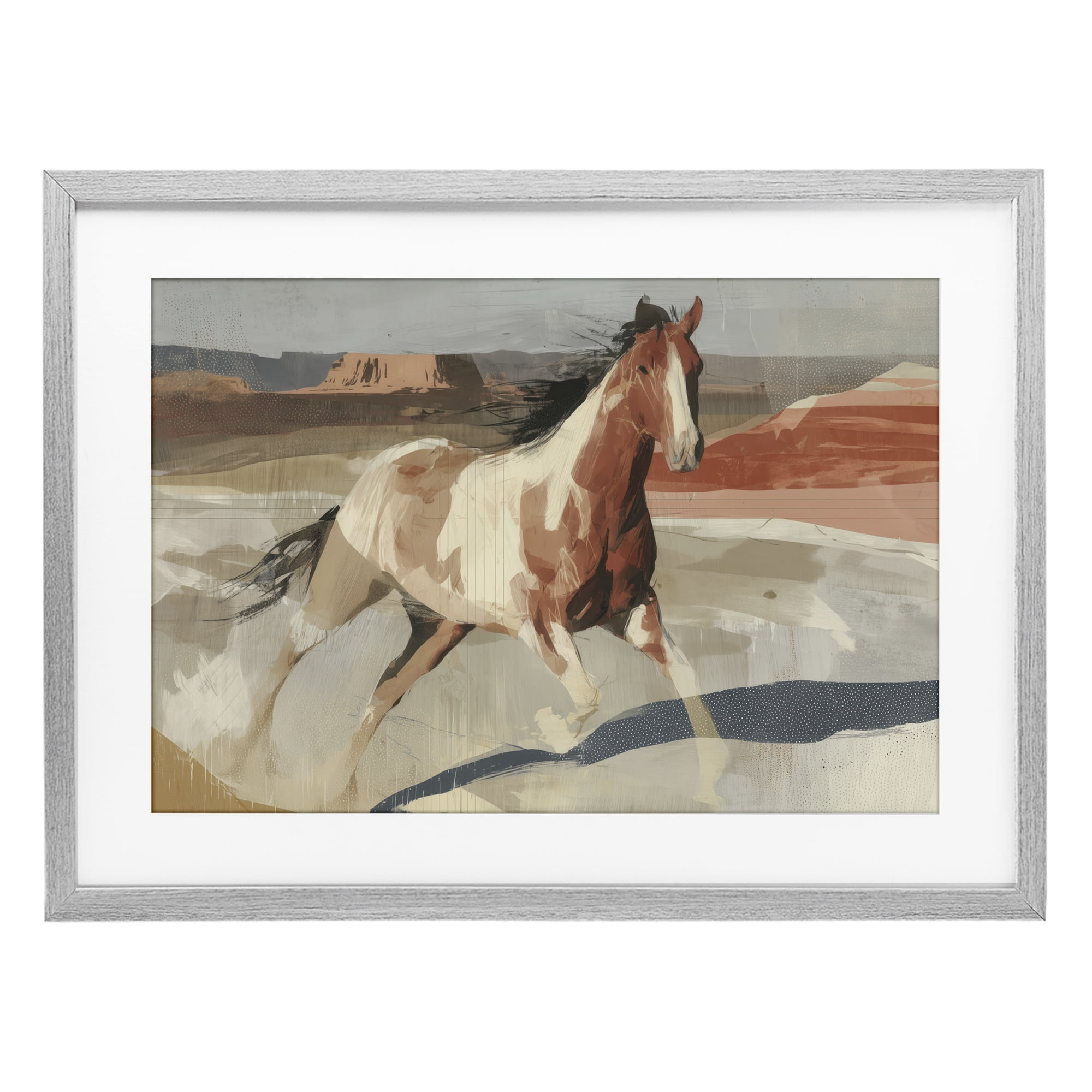 Stupell Industries Wild Horse Across Plains Gray Framed Print Under Glass, design by Chromatic Storm Studio