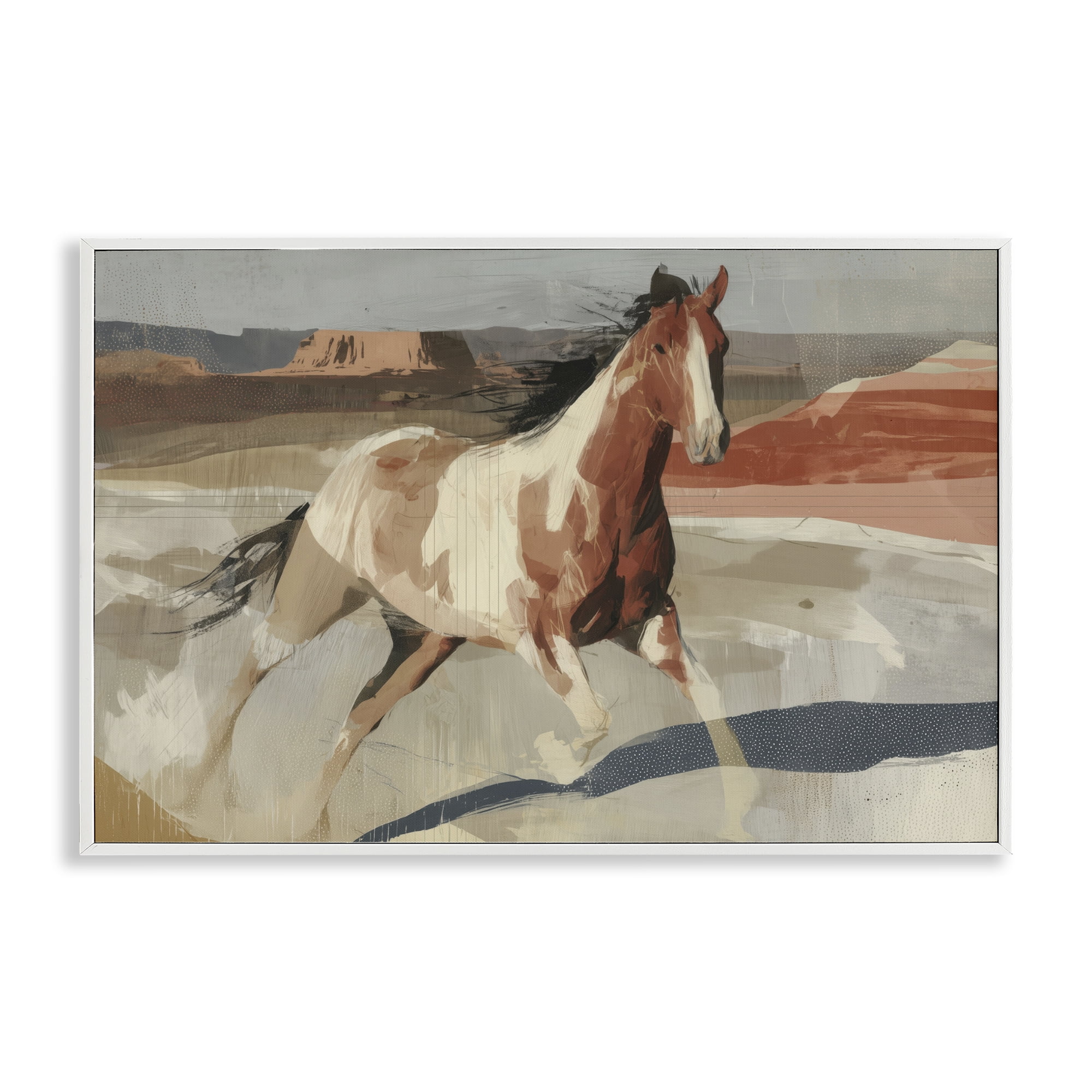 Stupell Industries Wild Horse Across Plains White Framed Giclee Art, design by Chromatic Storm Studio