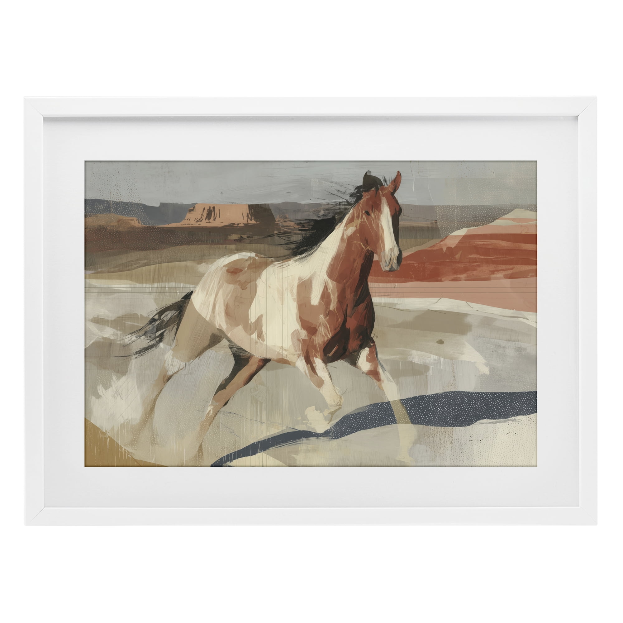 Stupell Industries Wild Horse Across Plains White Framed Print Under Glass, design by Chromatic Storm Studio