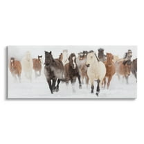 Stupell Industries Wild Horses Herd Foggy Winter Day Running Snow Painting , 30 x 13, Design by Danita Delimont