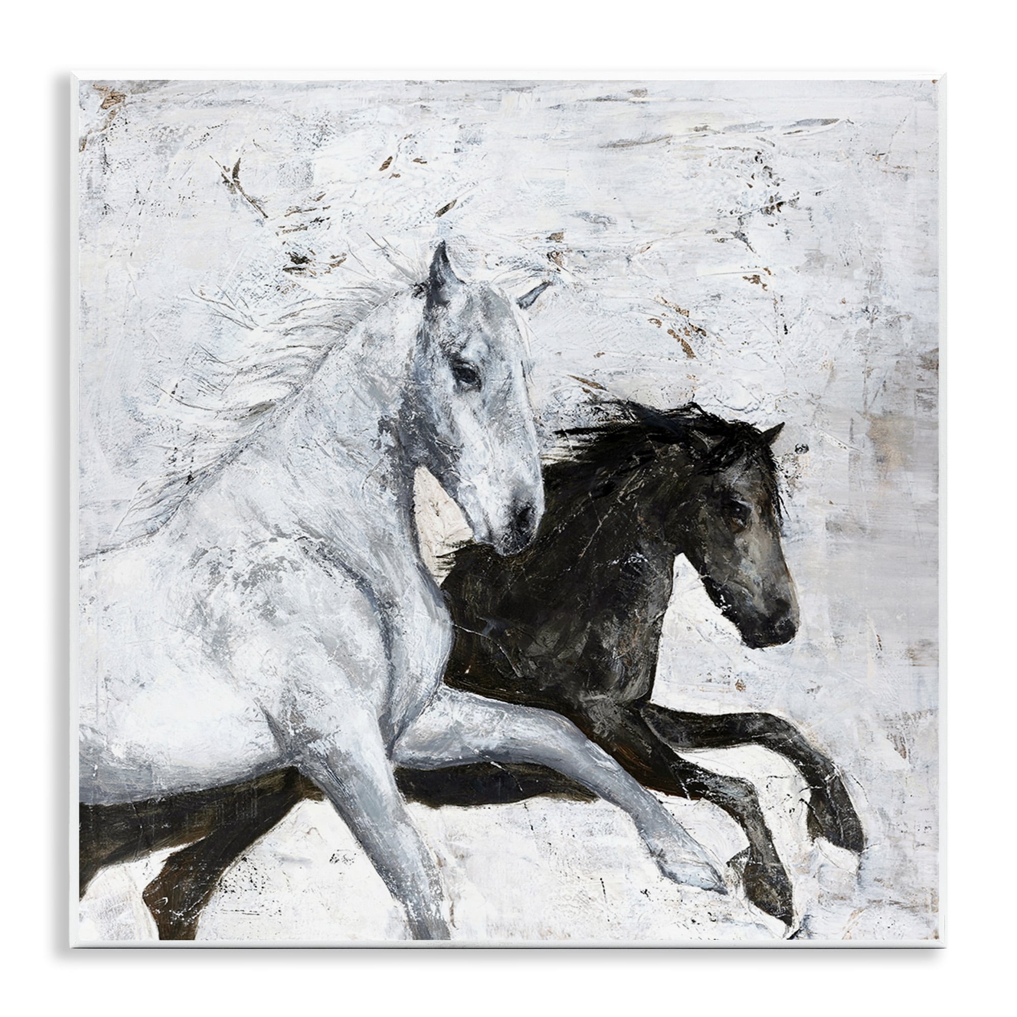 Stupell Industries Wild Horses Racing Rustic Abstract White Wall Plaque by Design Fabrikken