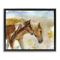 Stupell Industries Wild Horses Watercolor Animals & Insects Painting Black Floater Framed Canvas Art Print Wall Art, 21 x 17